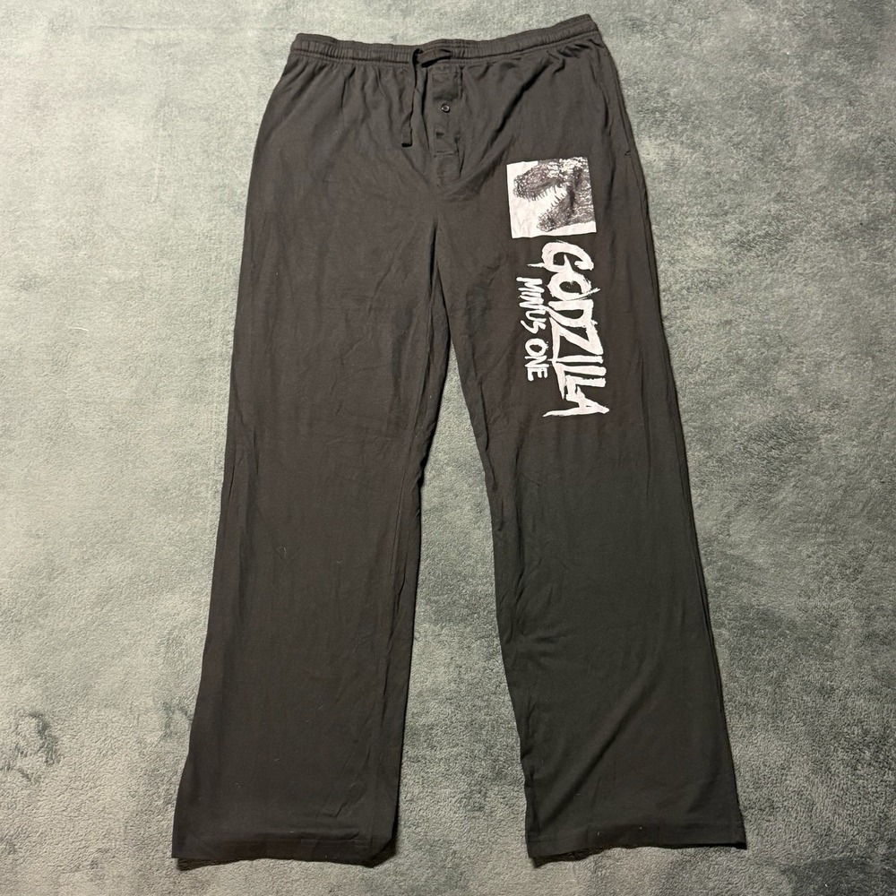 Godzilla Minus One Men's 2XL Black Lounge Pajama Pants Movie Graphic
